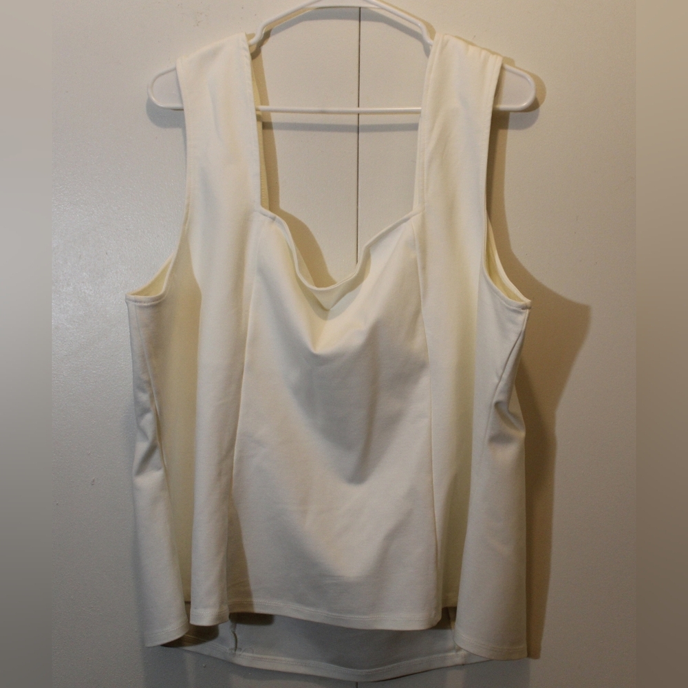 NWT Future Collective Jenee Naylor 3X White Stretch Square Notch Neck Tank Top - Picture 8 of 13